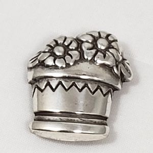 Brighton Silver Potted Blooming Flowers Magnet 1"